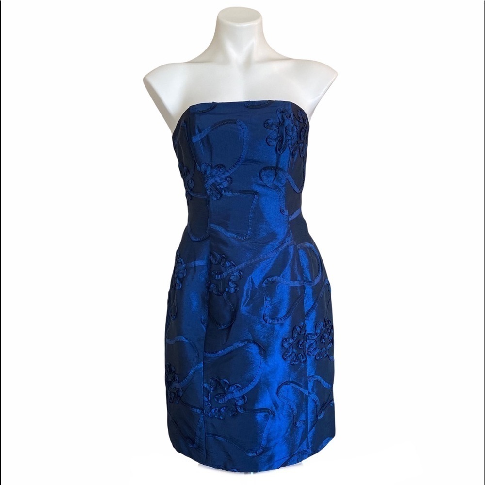 JESSICA McCLINTOCK Strapless Navy Mini Cocktail Dress Size 6P NEW Party Wedding - Picture 3 of 11